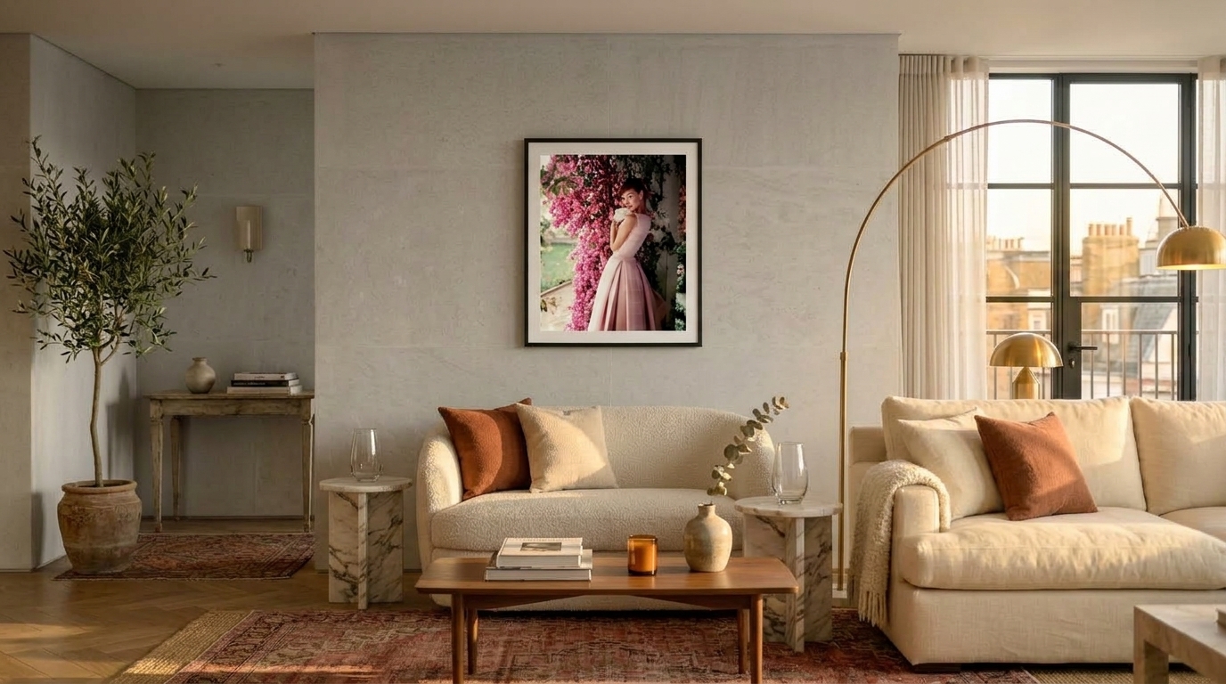 Comfort before aesthetics — Drawing room · Norman Parkinson, Audrey Hepburn