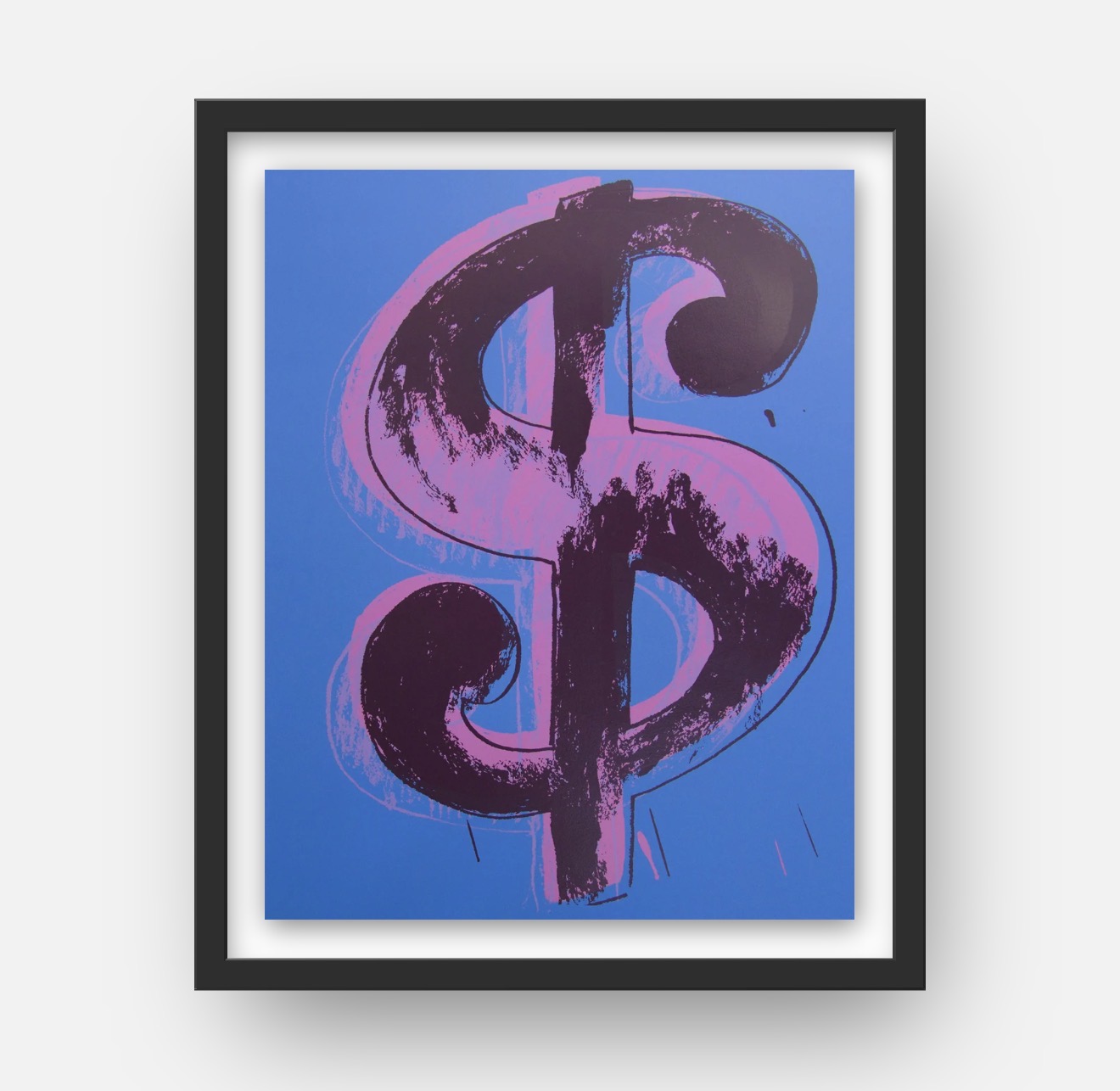 Dollar Sign — Blue, Magenta & Black (after Andy Warhol)