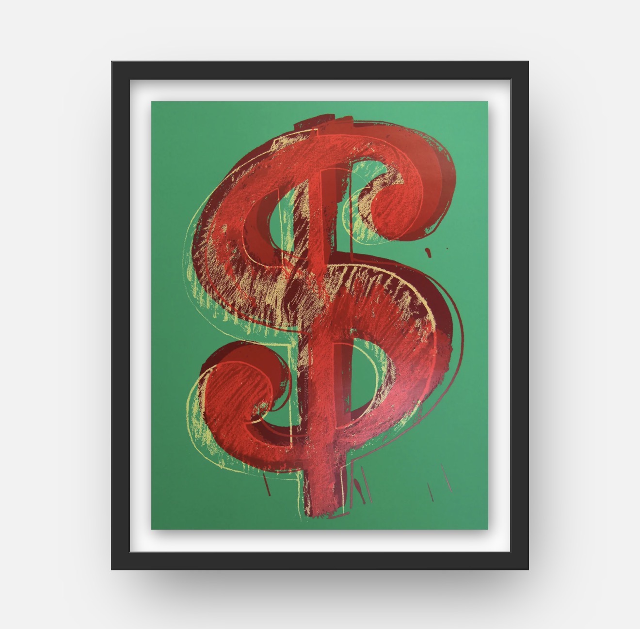 Dollar Sign — Green & Red (after Andy Warhol)