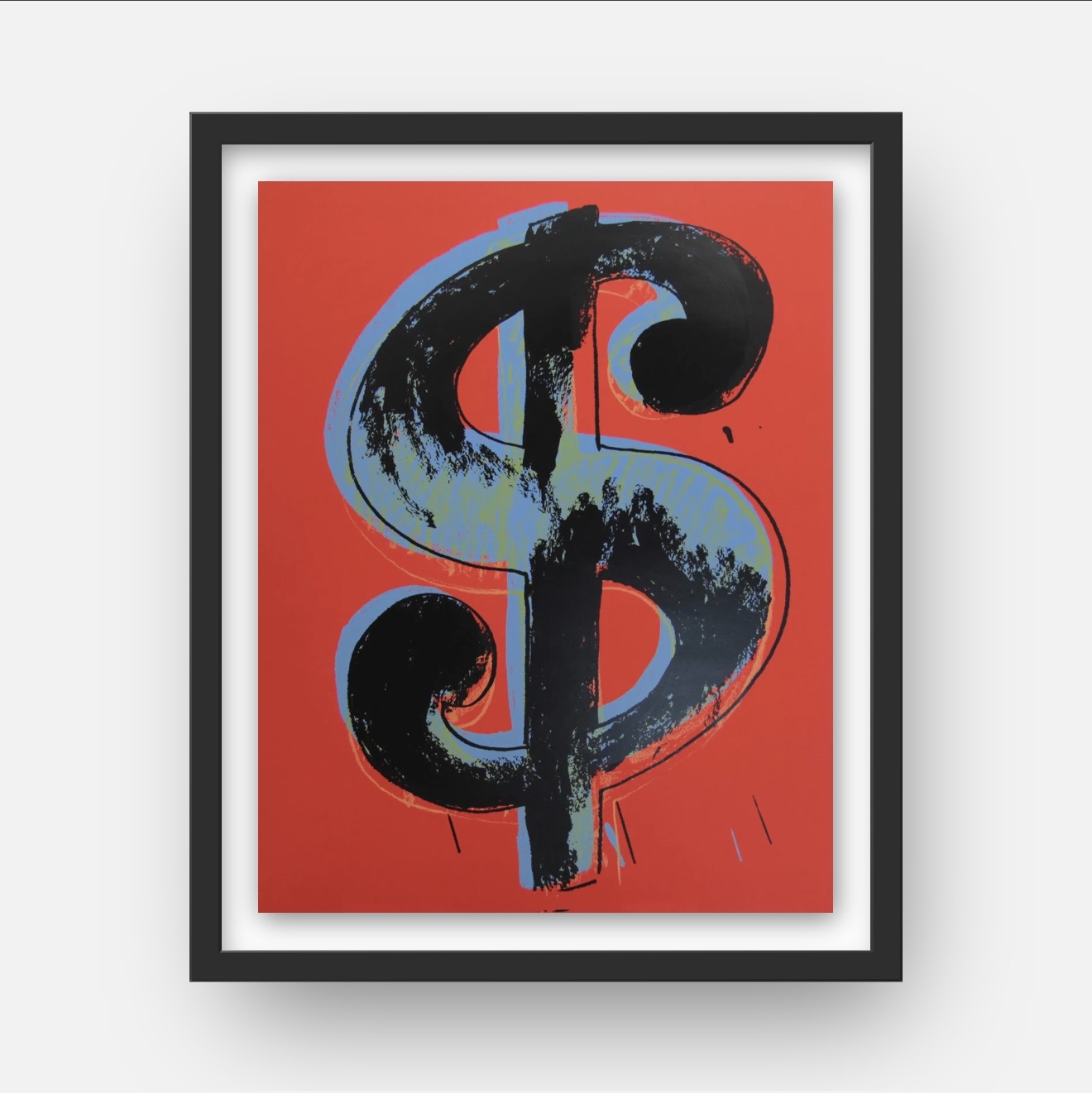 Dollar Sign — Red, Black & Blue (after Andy Warhol)