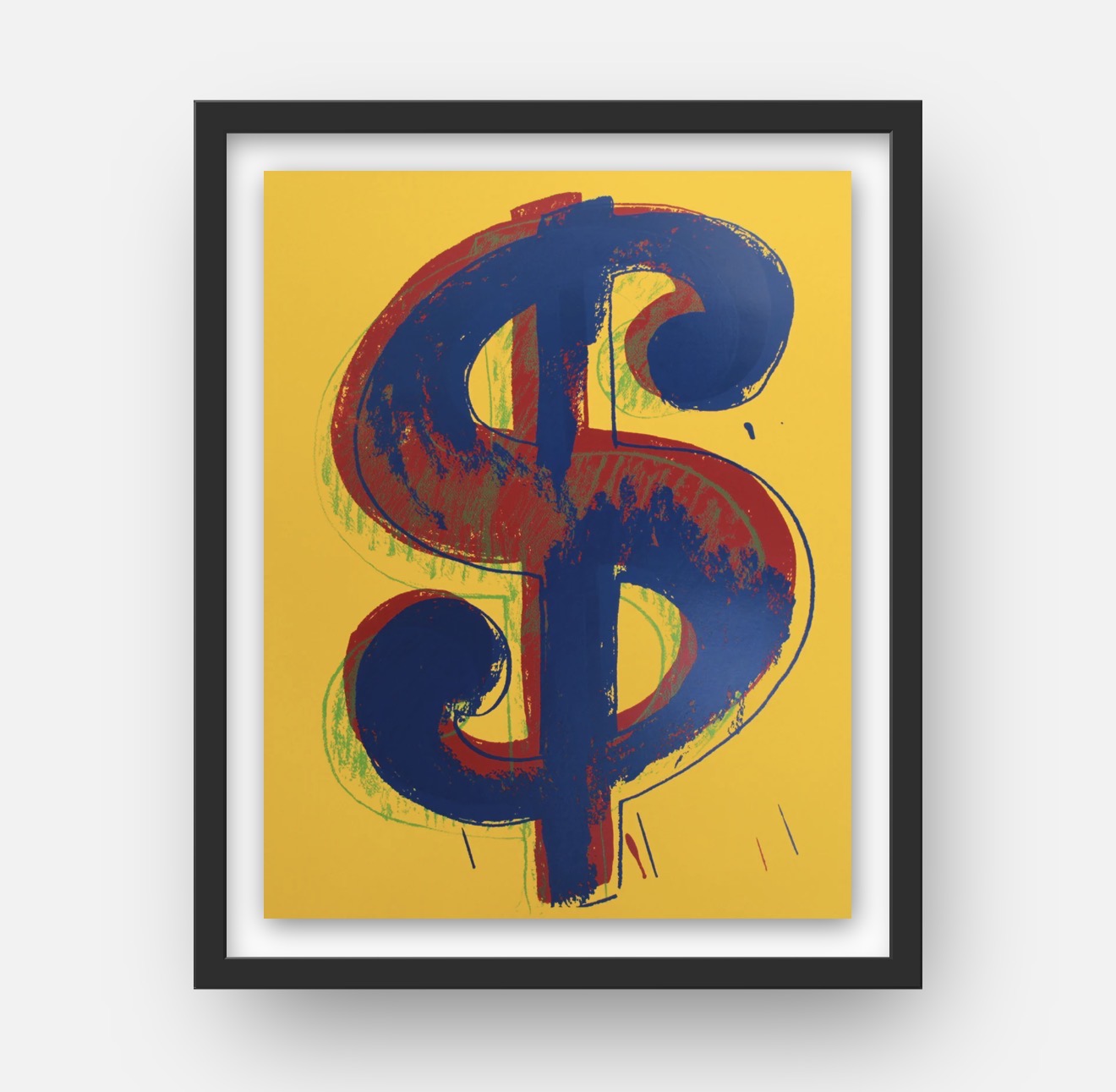 Dollar Sign — Yellow, Blue & Red (after Andy Warhol)