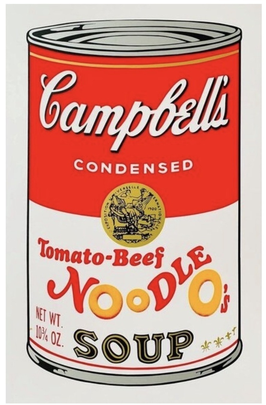 Soup Can II — Tomato-Beef Noodle O's (11.61) (after Andy Warhol)