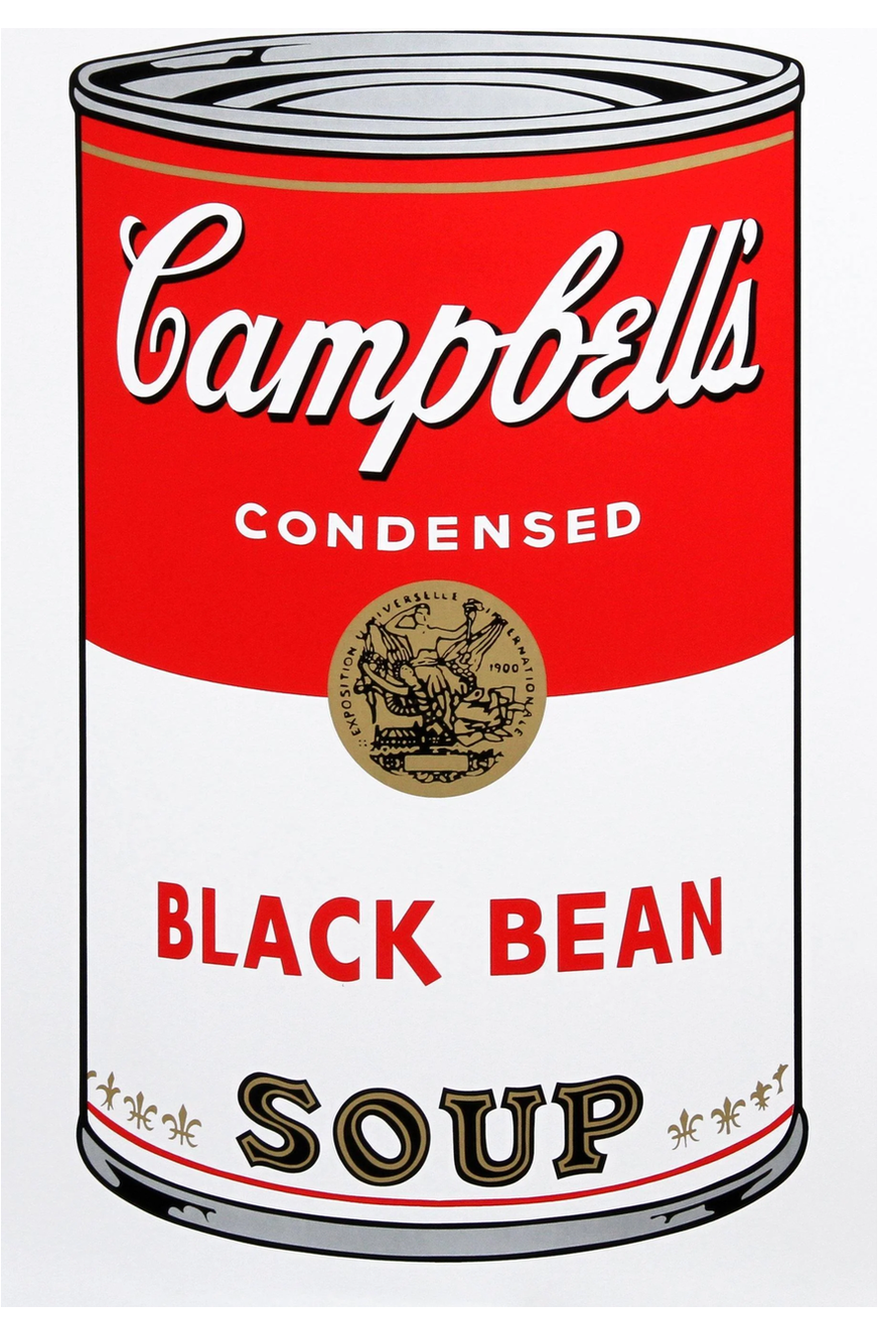 Soup Can I — Black Bean (11.50) (after Andy Warhol)