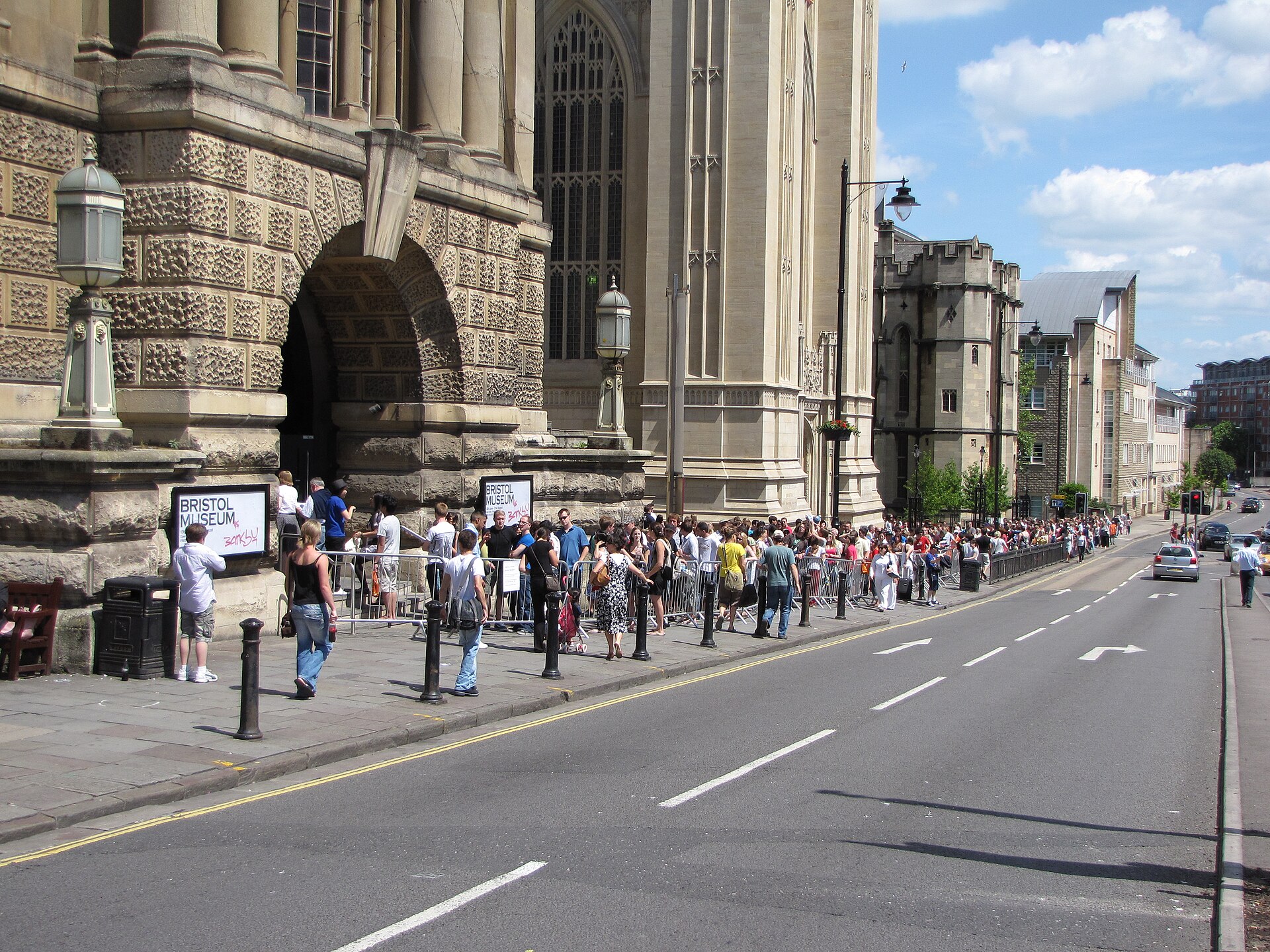 Queues outside Banksy versus Bristol Museum, 2009 — the artist's blockbuster takeover of his hometown gallery drew over 300,000 visitors.