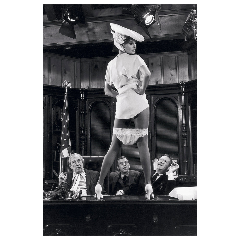 Raquel Welch filming Myra Breckinridge, 1970