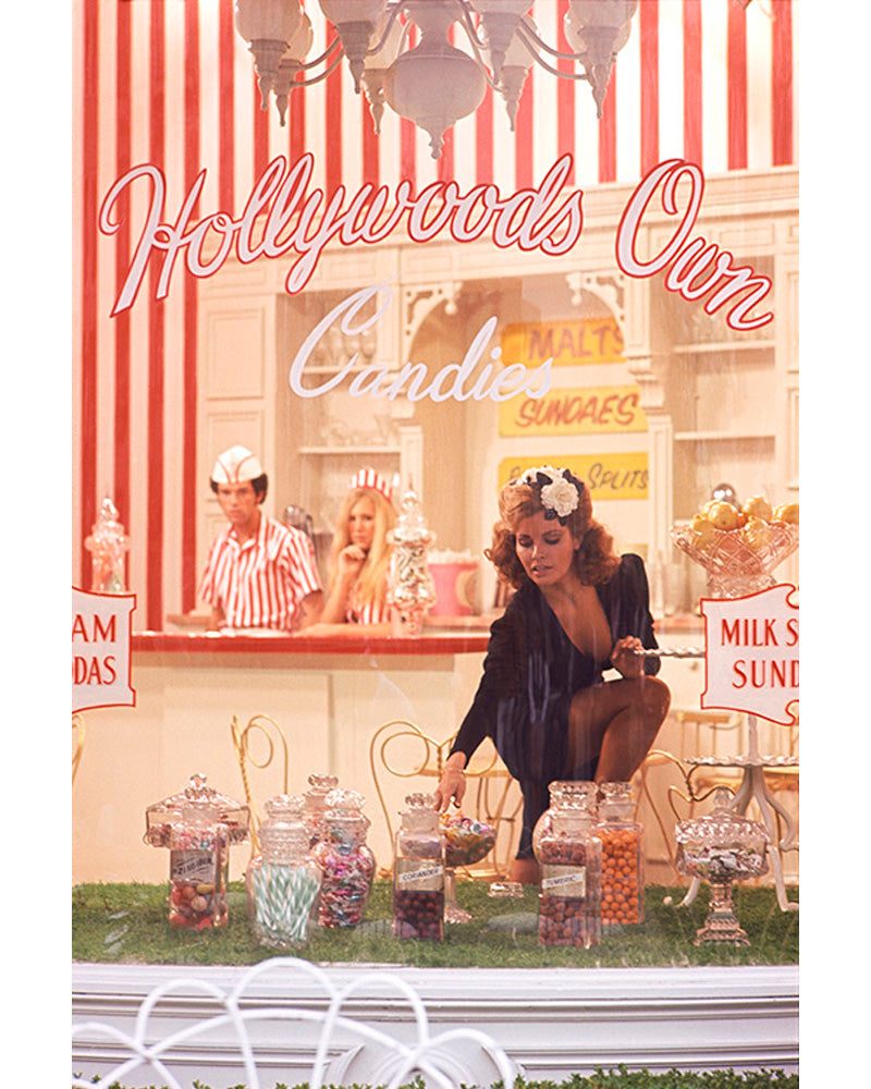 Raquel Welch in a sweet shop, 1970