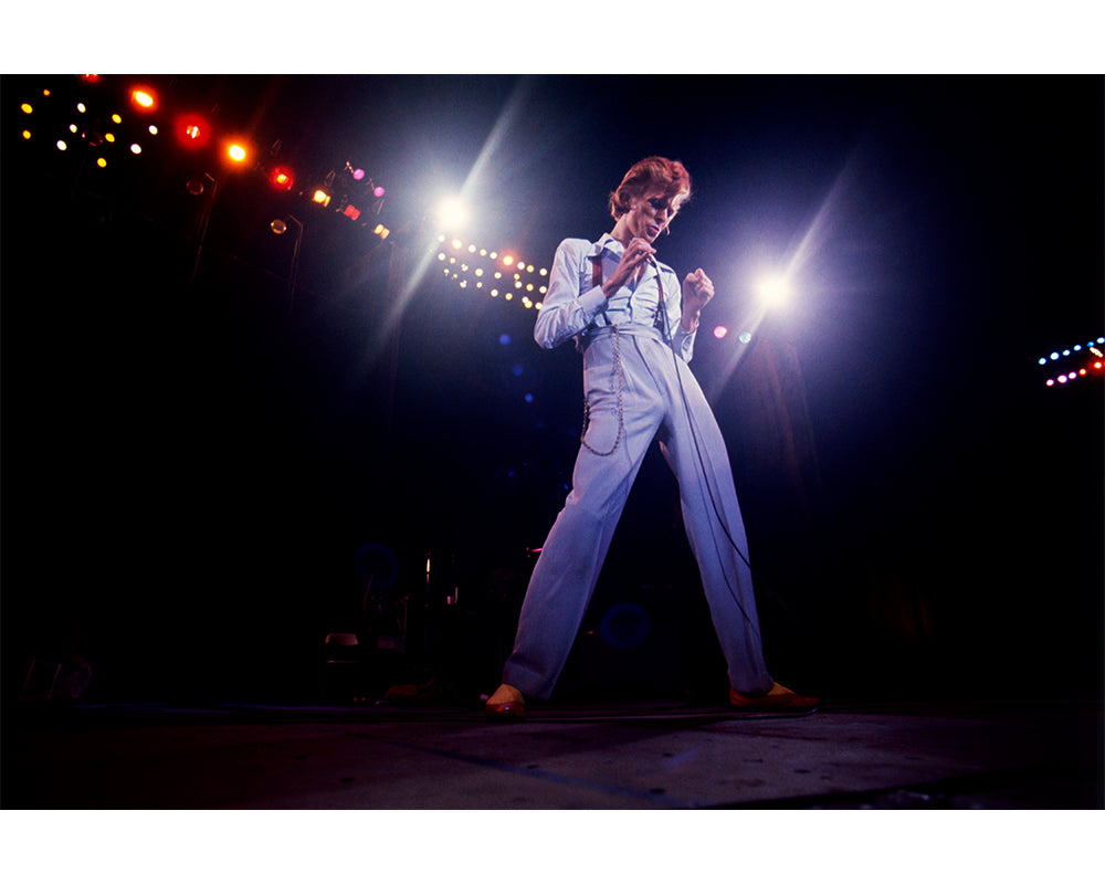 David Bowie performing at the Universal Amphitheatre, 1974