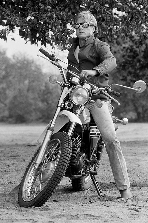 Robert Redford on a motorcycle, 1974