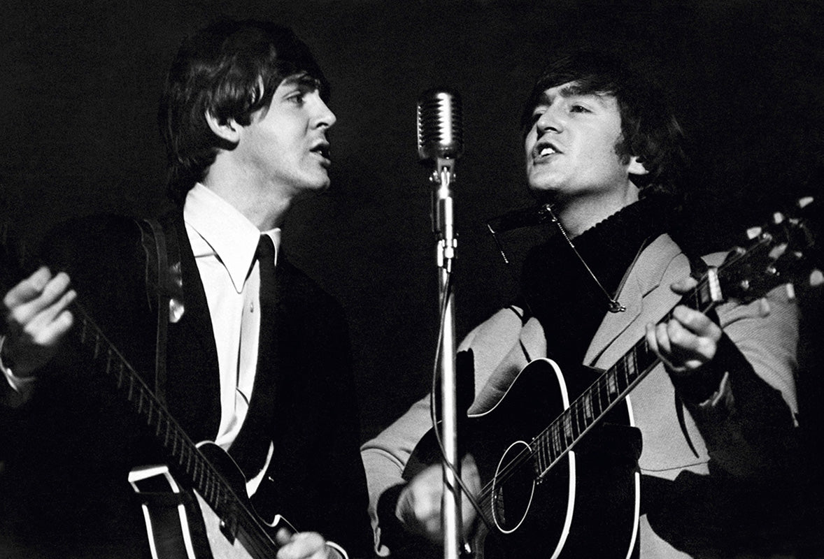 The Beatles' Paul McCartney and John Lennon at Wembley Studios in April 1964