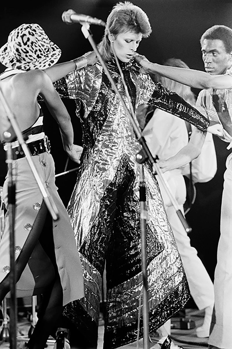 David Bowie on stage as Ziggy Stardust at the Marquee Club in London, 19 October 1973