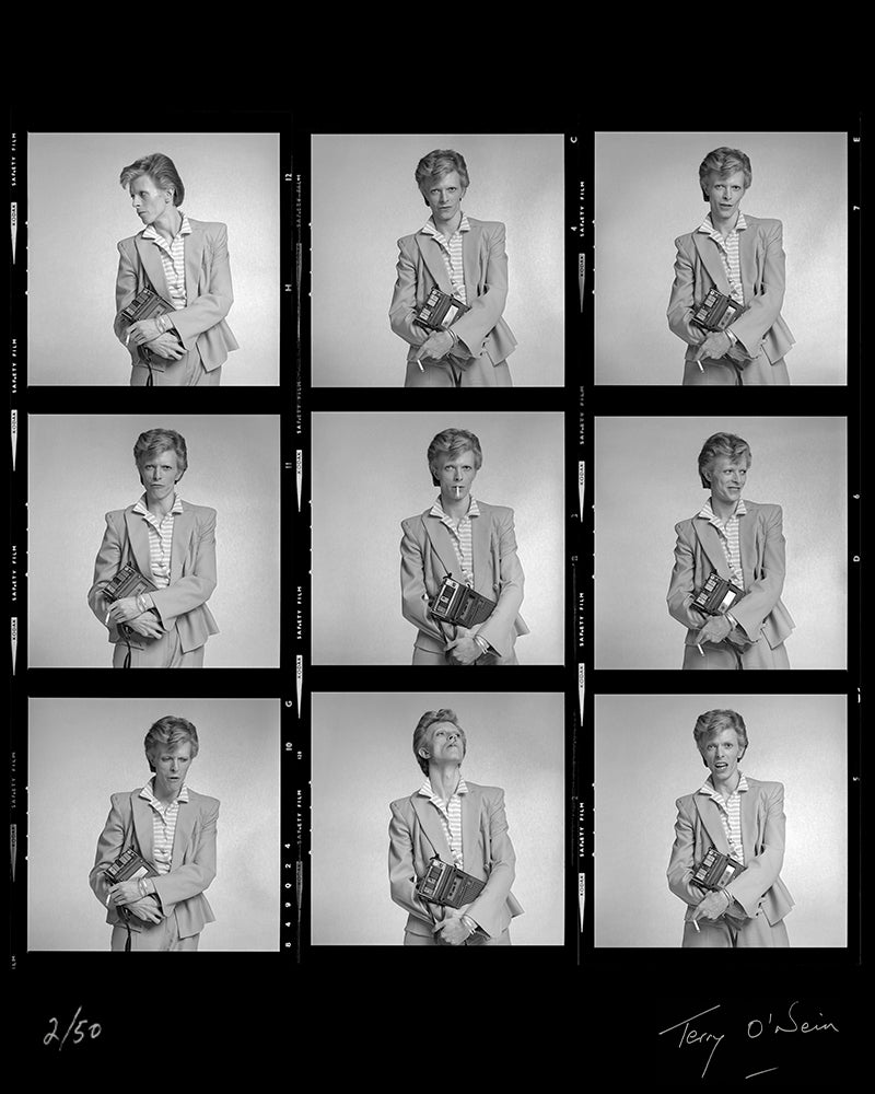 David Bowie in Freddie Burretti contact sheet, 1974