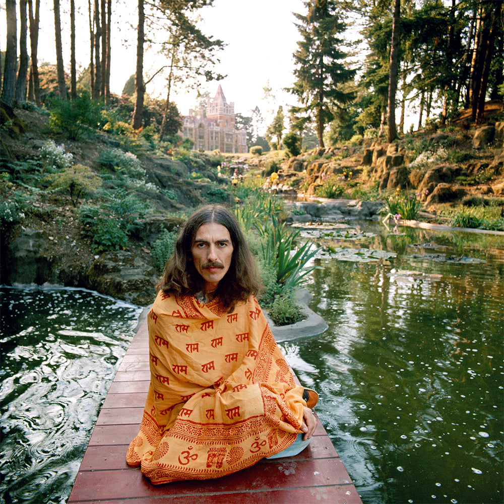 George Harrison at his home in Friar Park, 1975