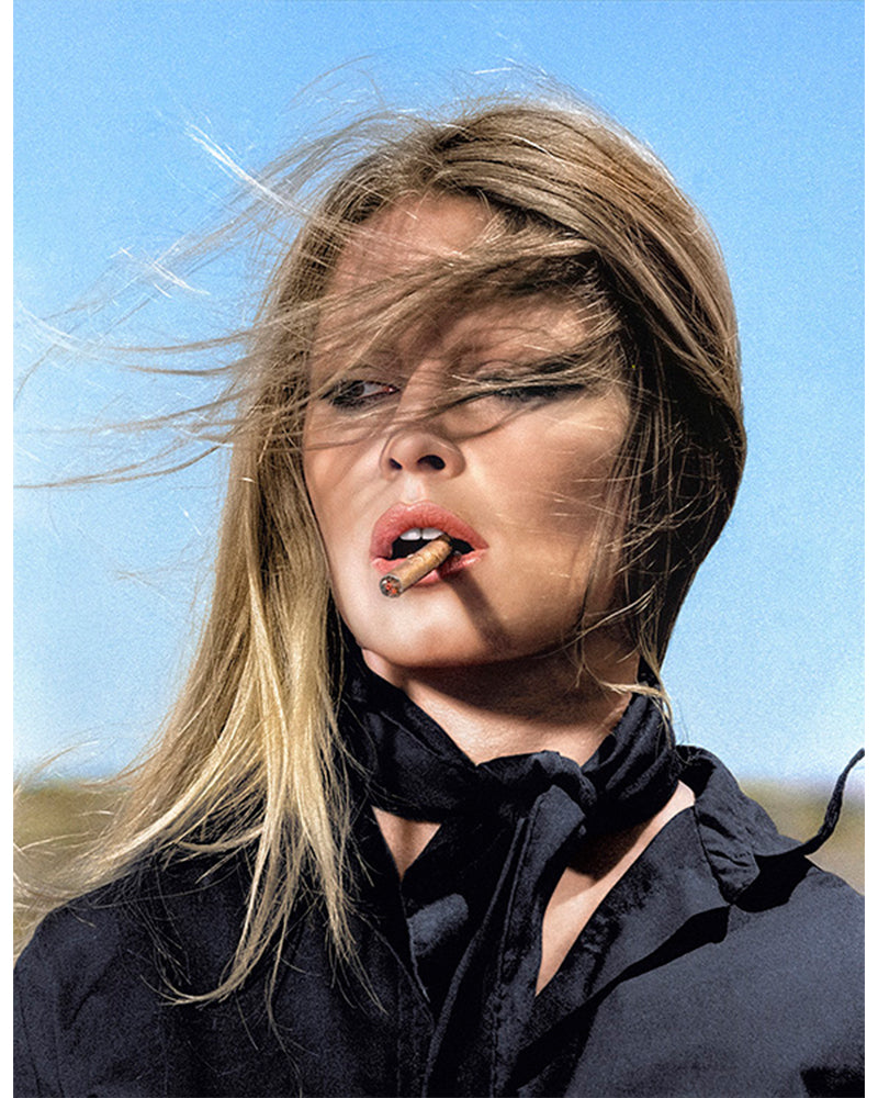 Brigitte Bardot smoking on set, 1971