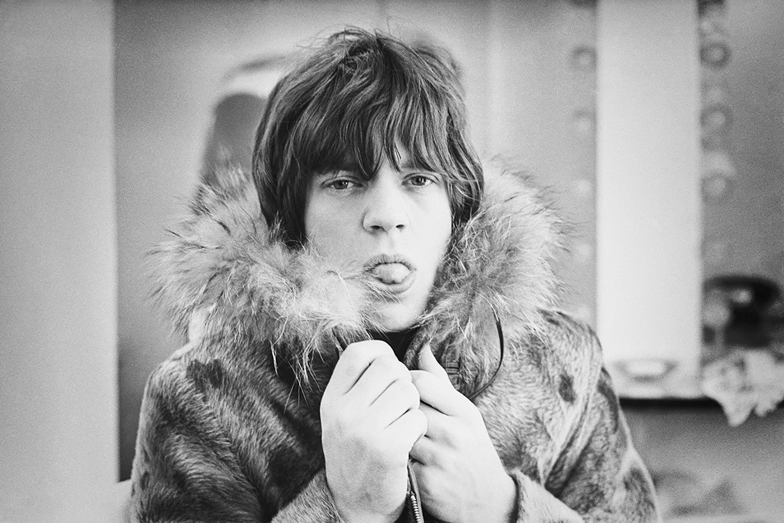 Mick Jagger poking his tongue out, 1964