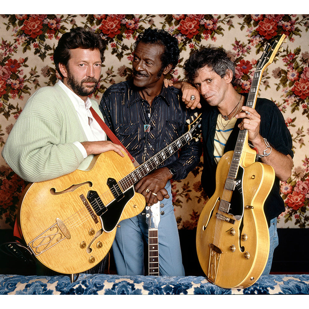 Eric Clapton, Chuck Berry, and Keith Richards in Los Angeles, 1986